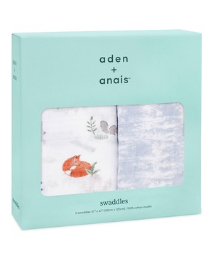 【努力特価】aden + anais(エイデンアンドアネイ) モスリンスワドル おくるみ 2枚セット Naturally 120x120cm コットン100% 通気性 モロー反射対策 多用途 赤ちゃん 出産祝い ベビーギフトSWADABASWC20011J