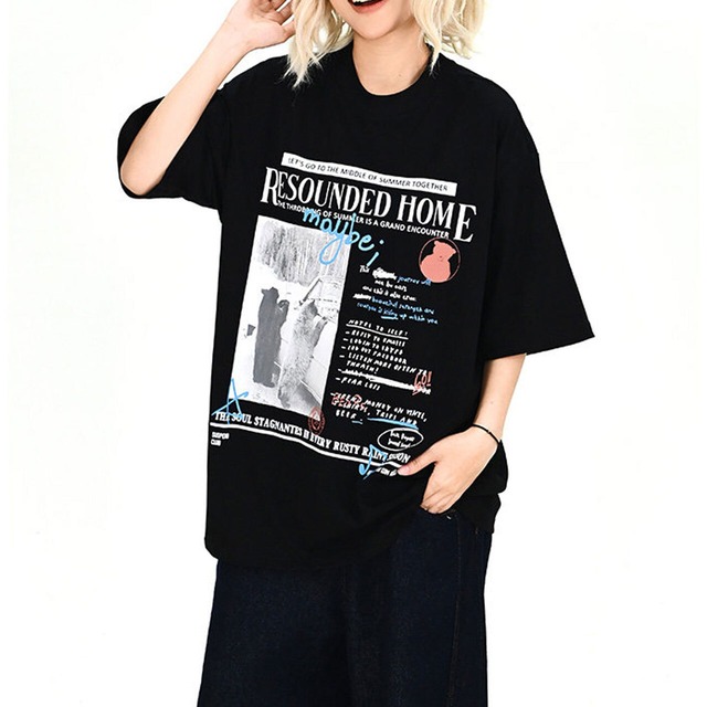 グラフィックコラージュアートレタリングTシャツ 2col   R02008