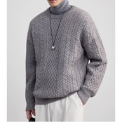 ケーブル編み クルーネック長袖セーター af0341