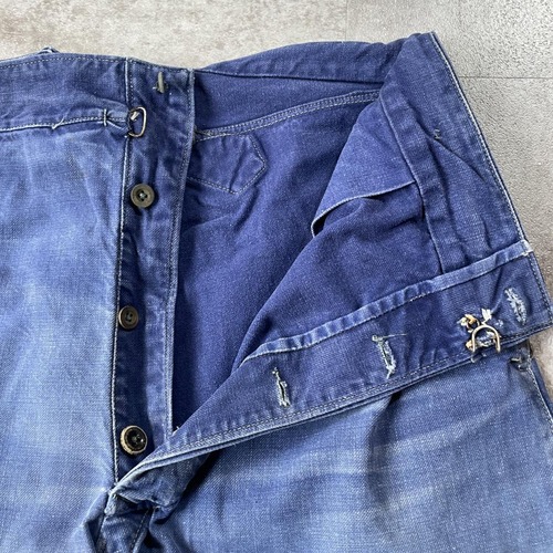 30-40s フレンチワーク Metis リネンパンツ 針式シンチ W34 詳細写真12