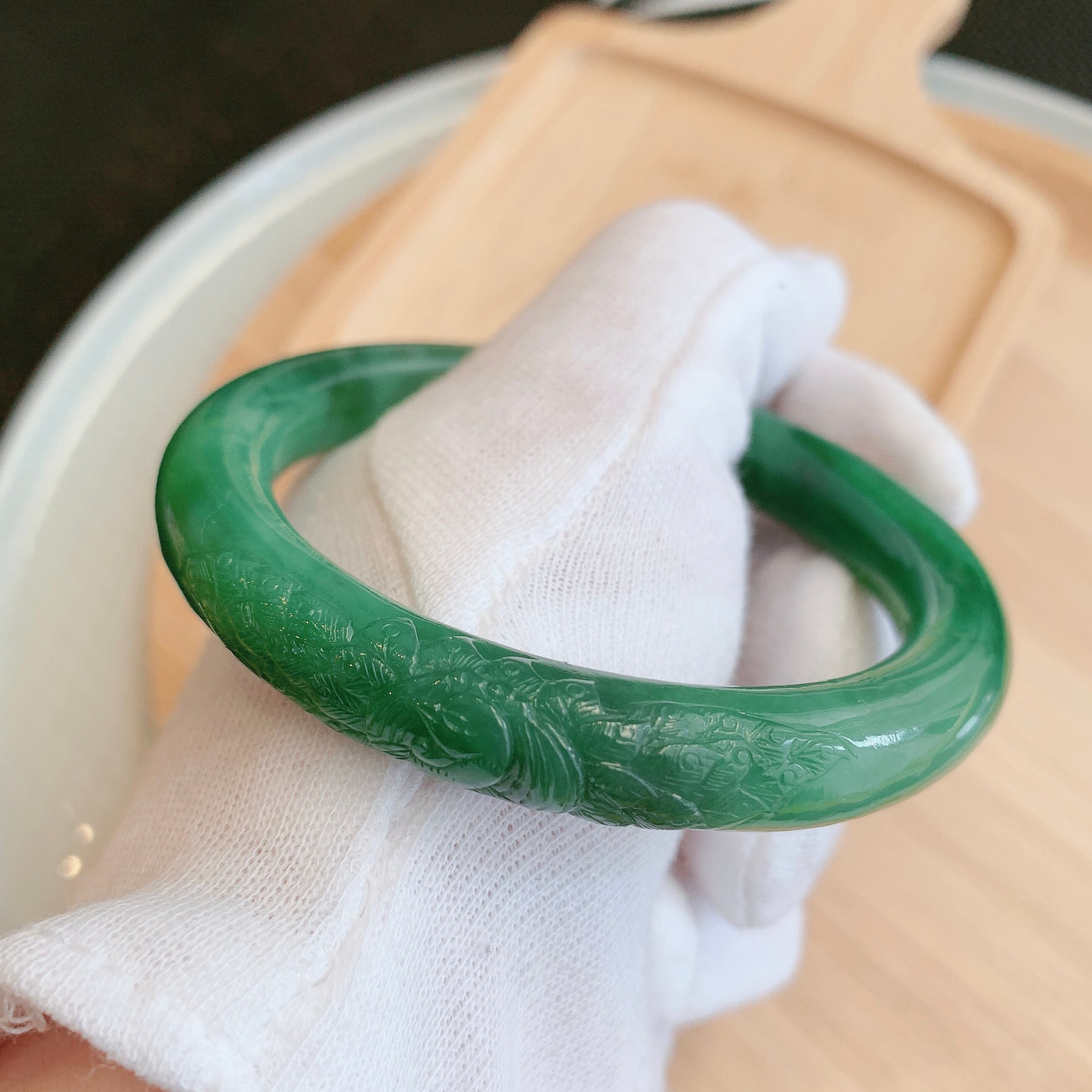 和田玉 バングル 54.4mm 新品 マーブル 彫刻 腕輪 | MJ shop 