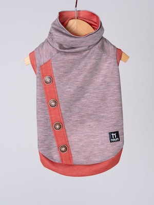 バイカラー・ハイネック プルオーバー〈GRAY&PINK〉