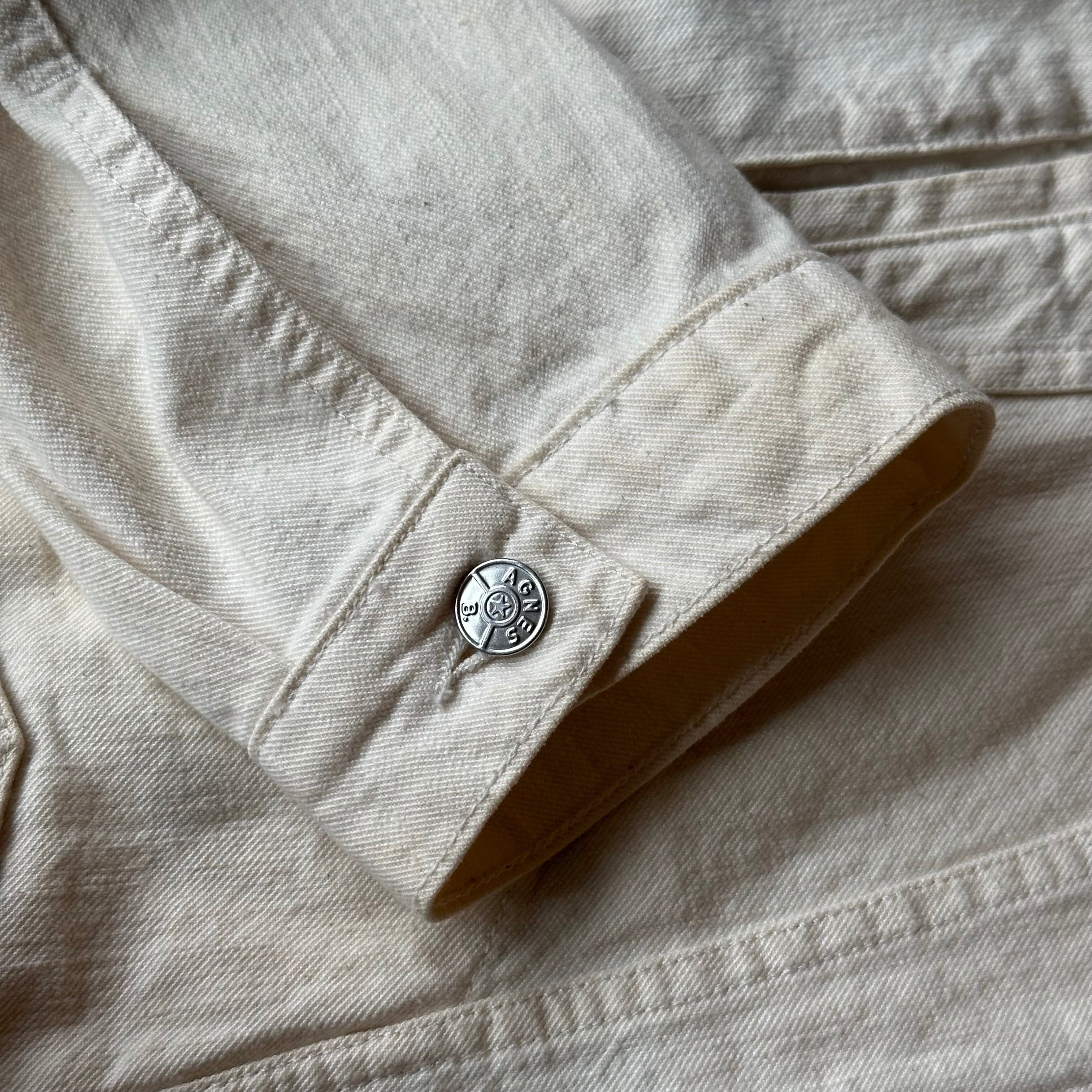 agnes b. HOMME WHITE DENIM JACKET MADE IN FRANCE | safarionline