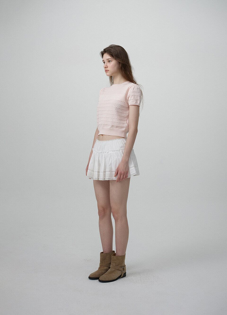6月中旬発送 [The Barnnet] Helen Logo Jacquard Knit Top_Navy 正規品