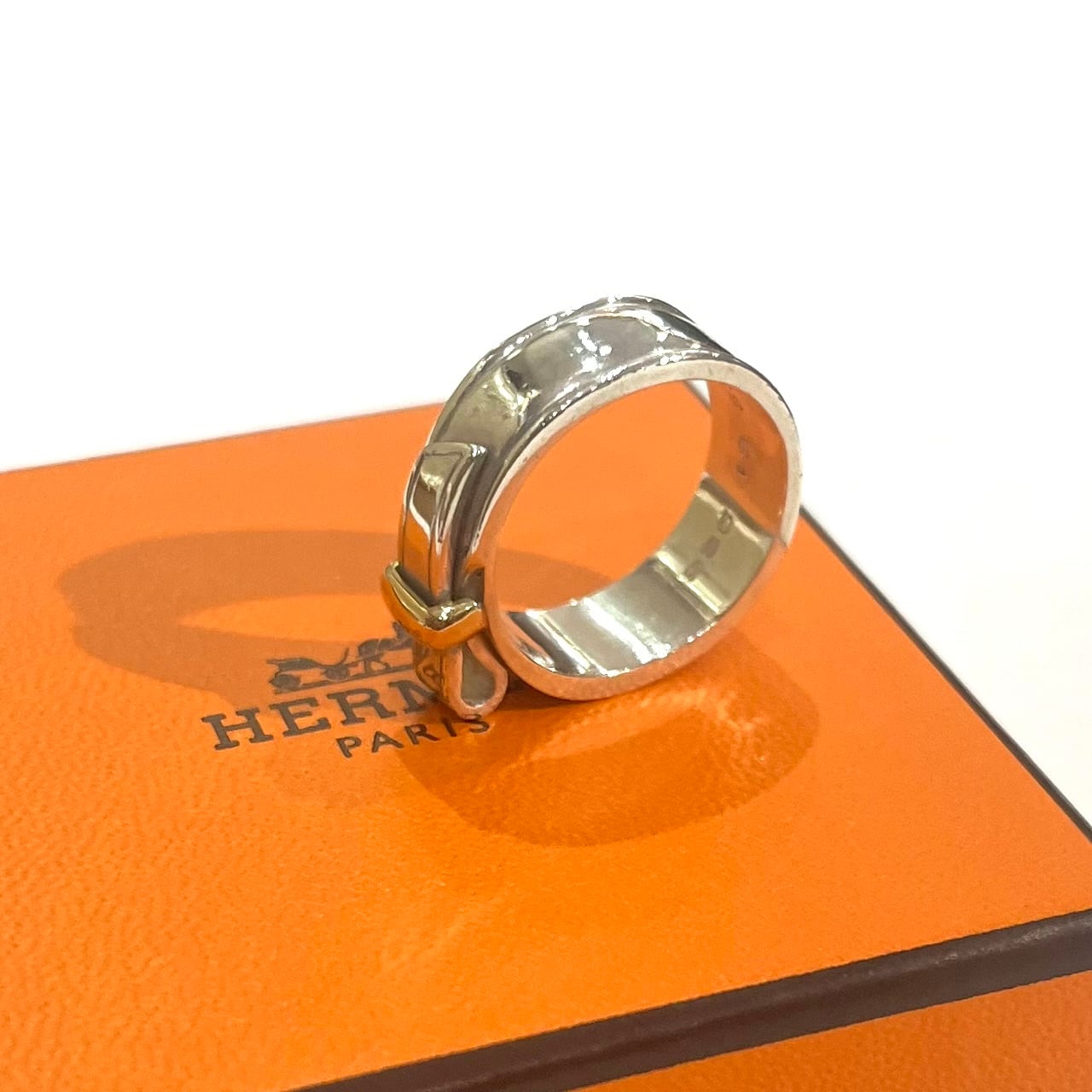 HERMÈS】エルメス K18YG×SV925 コンビネーションリング 10号シルバー