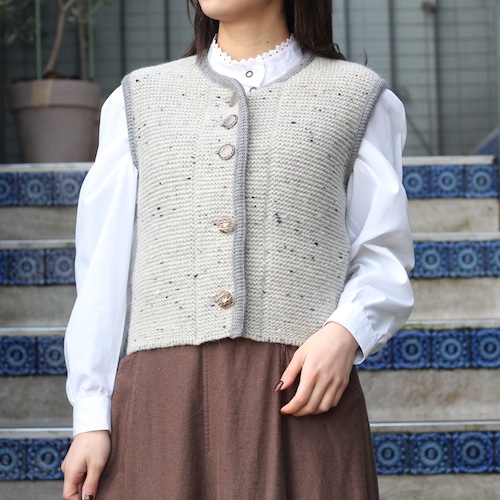 EU VINTAGE STAPE SHORT LENGTH WOOL TYROLEAN VEST/ヨーロッパ古着ショート丈ウールチロリアンベスト