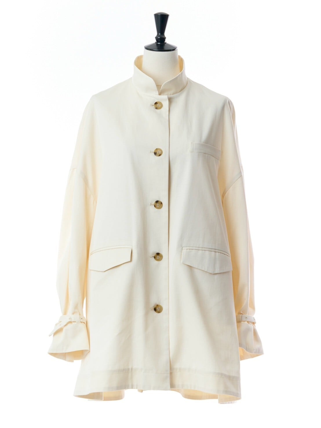 ステンカラーフレアコート(オフホワイト)