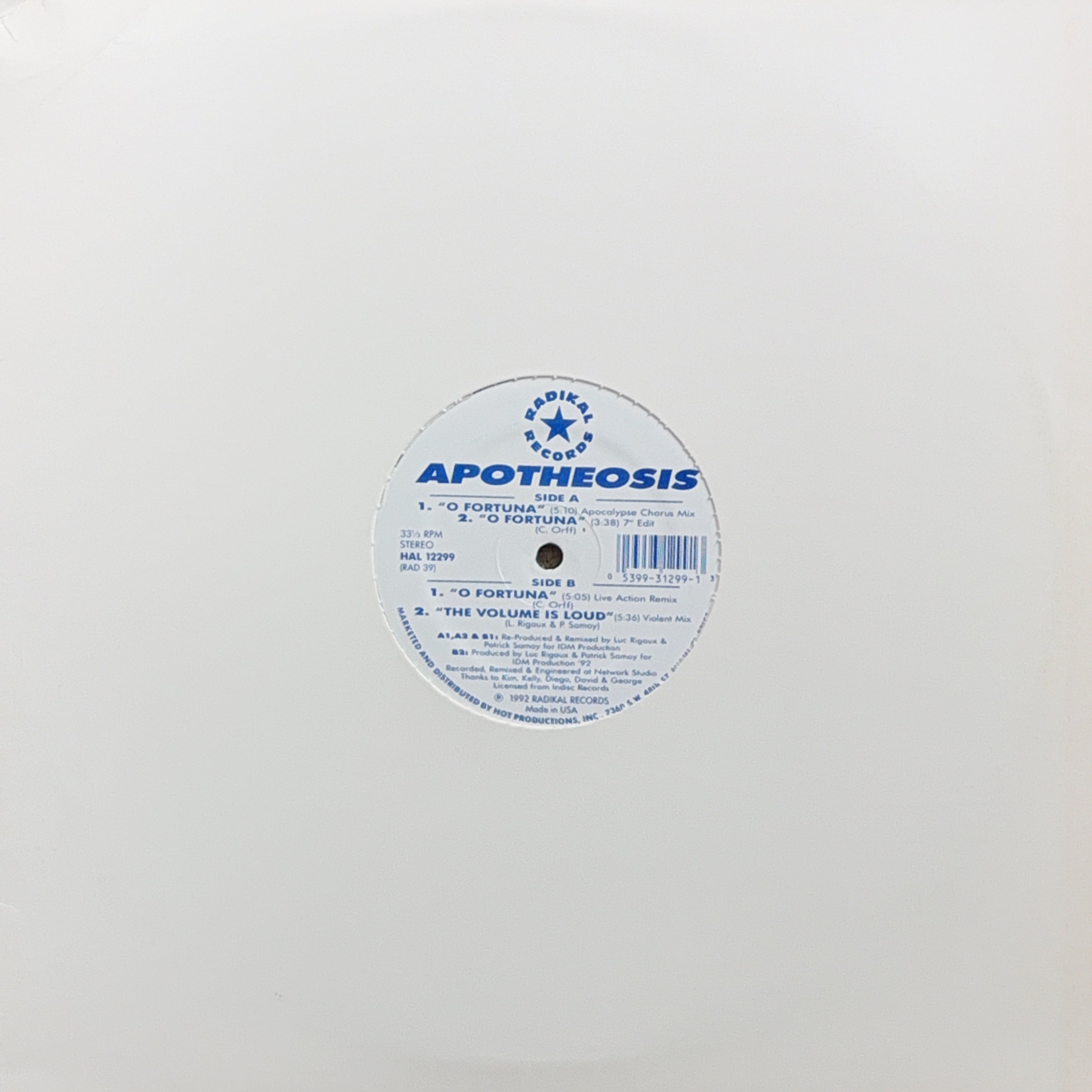 1992] Apotheosis – O Fortuna [Radikal Records] | ビークルレコード