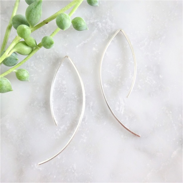 SV925SF marquis hoop wire pierced earring