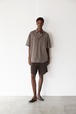 POSTELEGANT " Fine Cotton Short-Sleeve Shirt (Taupe)"