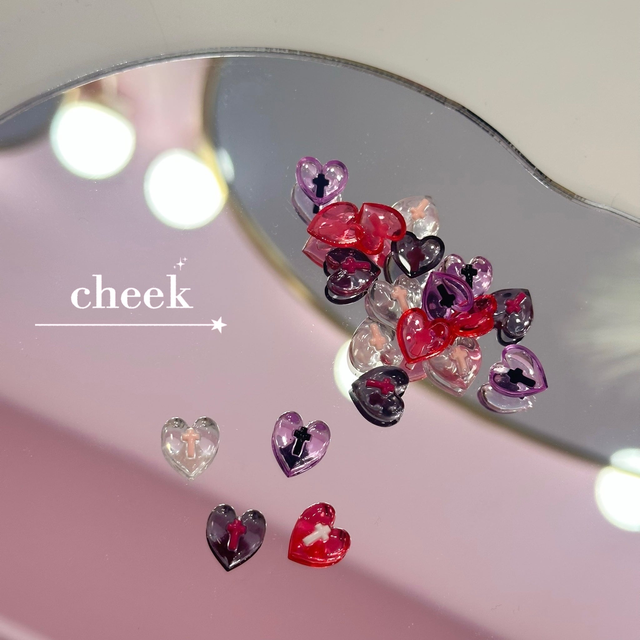 ネイルパーツ クロス ハート クリア 6個入り | cheekgel