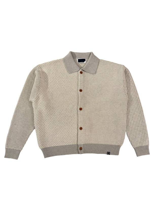 PHINGERIN【MULTI KNIT SHIRT JACKET GRAY × OATMEAL】