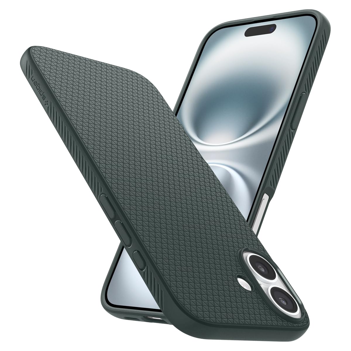 Spigen 【創業18年の技術力】iPhone 16 ケース TPU ソフト 耐衝撃 ストラップホール 米軍MIL規格 リキッド・エア ACS08196 (アビス・グリーン)