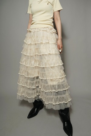 SEE-THROUGH RUFFLE SKIRT (IVORY) 2404-33-914