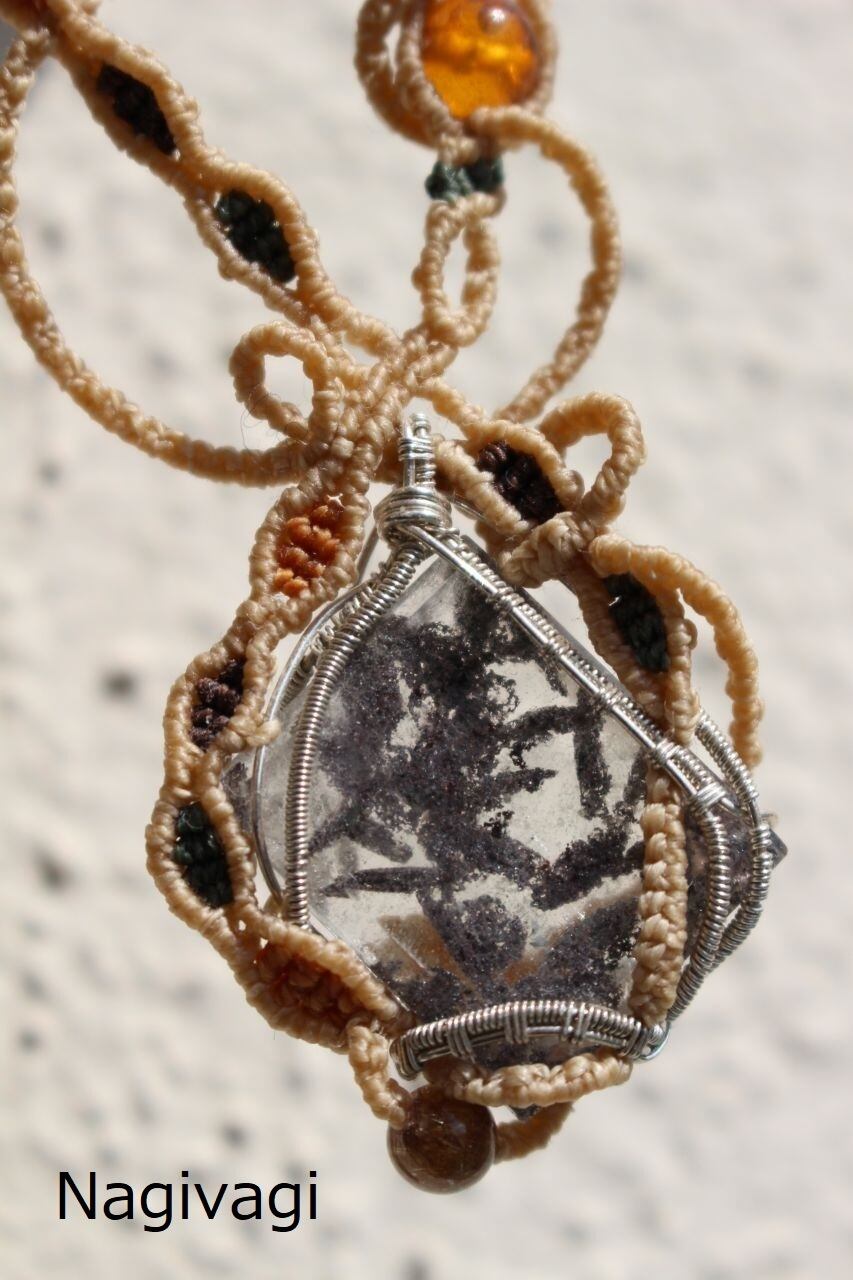 Garden quartz  silverwire micromacrame design necklace