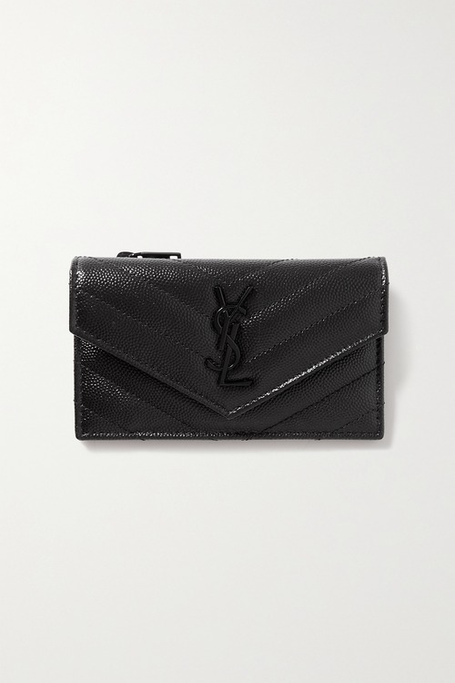 【SAINT LAURENT】 monogramme quilted textured-leather ウォレット 211000084