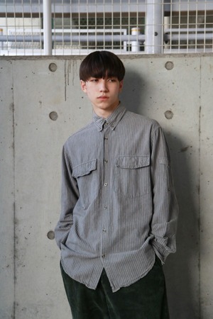 Vintage linen gray stripe shirt