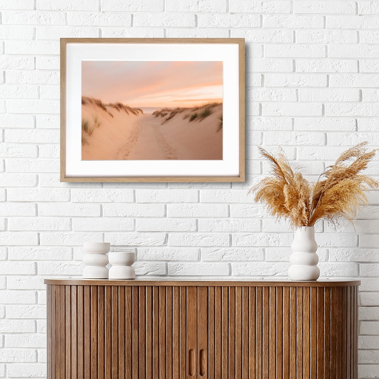 road to the sea｜夕暮れの海へ続く道のサンセットアートポスター｜｜リゾート感と癒しを部屋に添える風景アートA3ポスター