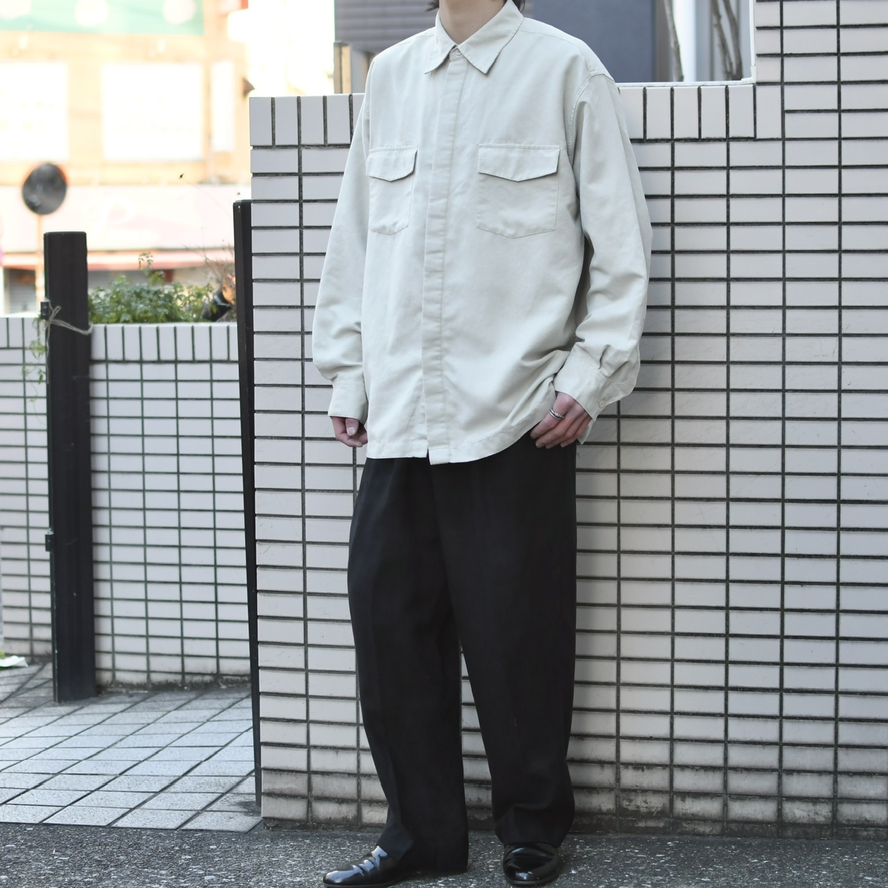 GEGRGE fake suede shirt cream