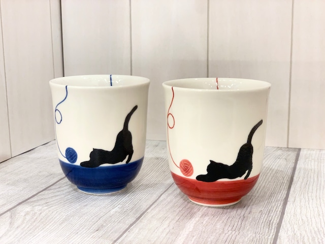 【波佐見焼】【菊祥陶器】【毛糸ネコ】【湯呑】 猫柄 コップ かわいい Hasami ware teacup cat