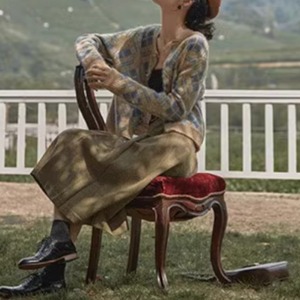 ラウンドネックアーガイルチェック柄カーディガン W00769