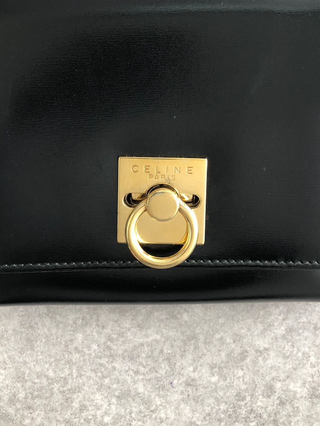 CELINE セリーヌ 財布 ブラック ガンチーニ レザー 3つ折り vintage ヴィンテージ オールド 6xspmn