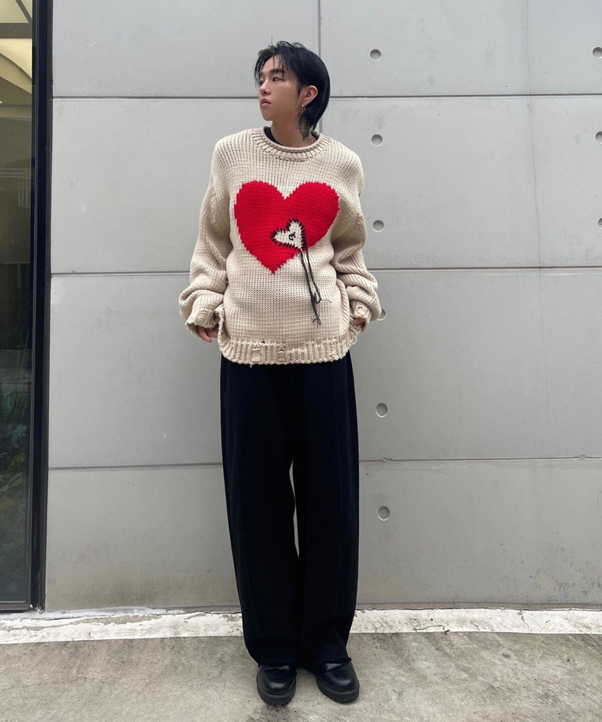 searchit ソンミン ☆CRAVITY ソンミン 着用！！【OY】HEART STITCH DESTROYED KNIT