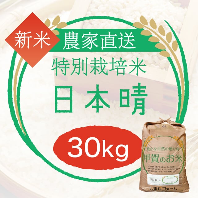 日本晴　自然栽培米　玄米　30kg 日本晴 農家直売・特別栽培米 玄米30kgまたは白米・うまみ白米・無洗米
