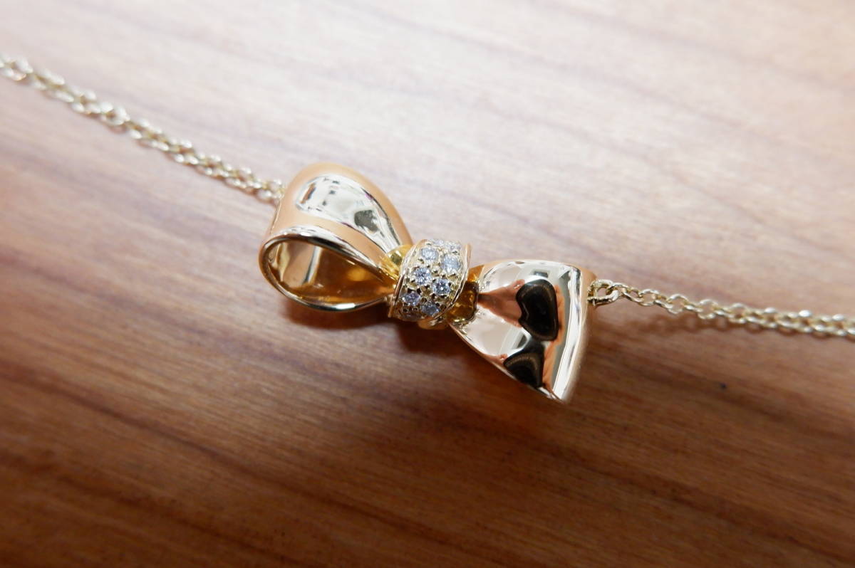 750 MIMI so NY リボン ネックレス BOW ミミソー ボウ YG mimiso  