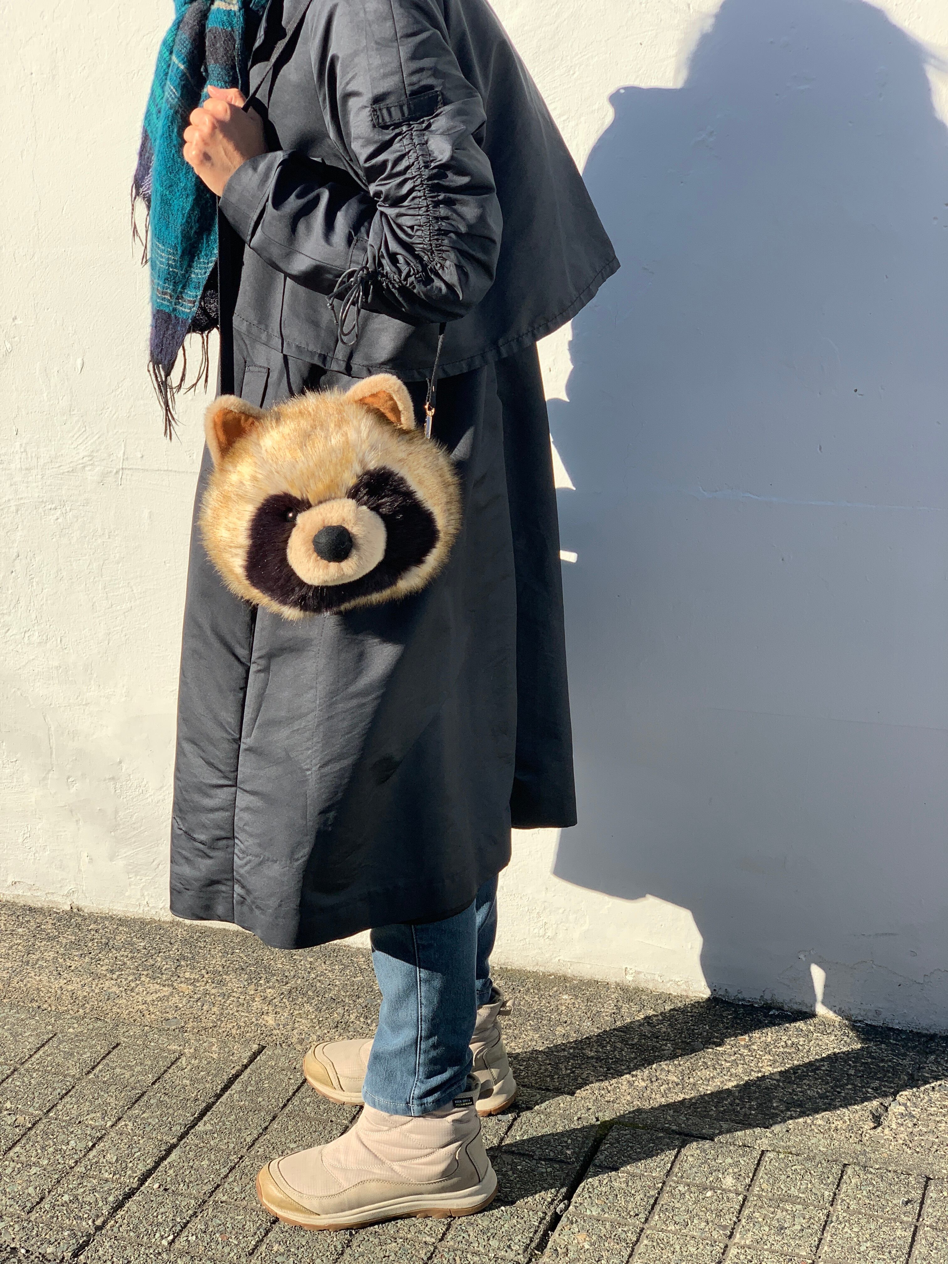 たぬぽ ラージサイズ」たぬきポーチ（冬毛） Lサイズ | もふもふとり工房