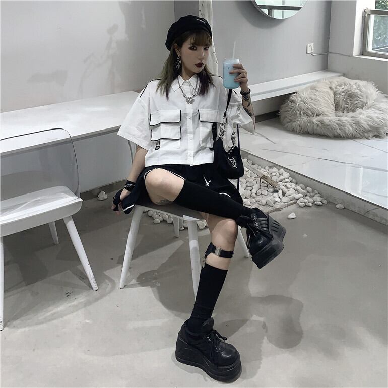 シャツ レディース夏服韓国ファッショントレンドスタンダードショート