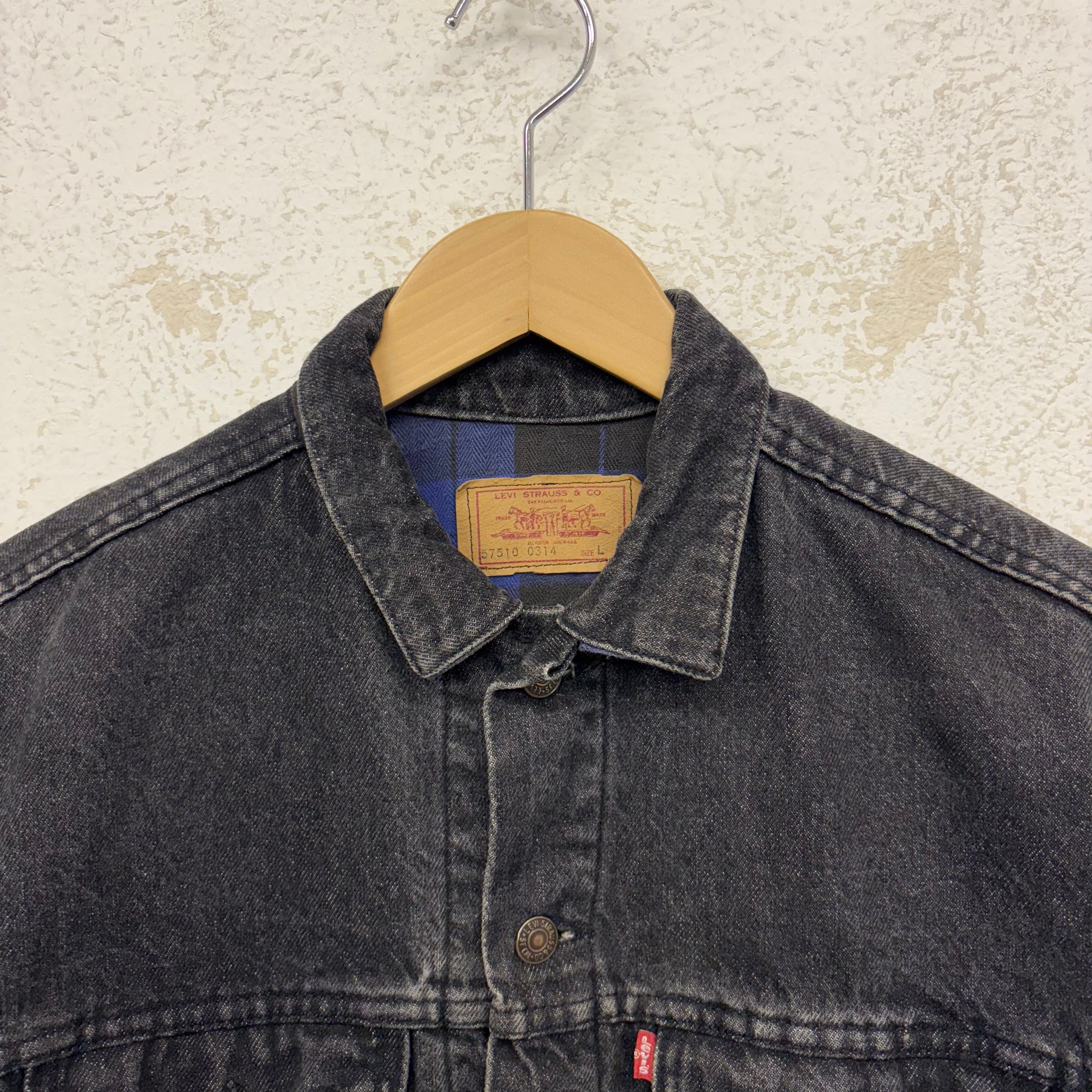 90's Levi's 57510 BLACK denim jacket made in USA size/L リーバイス
