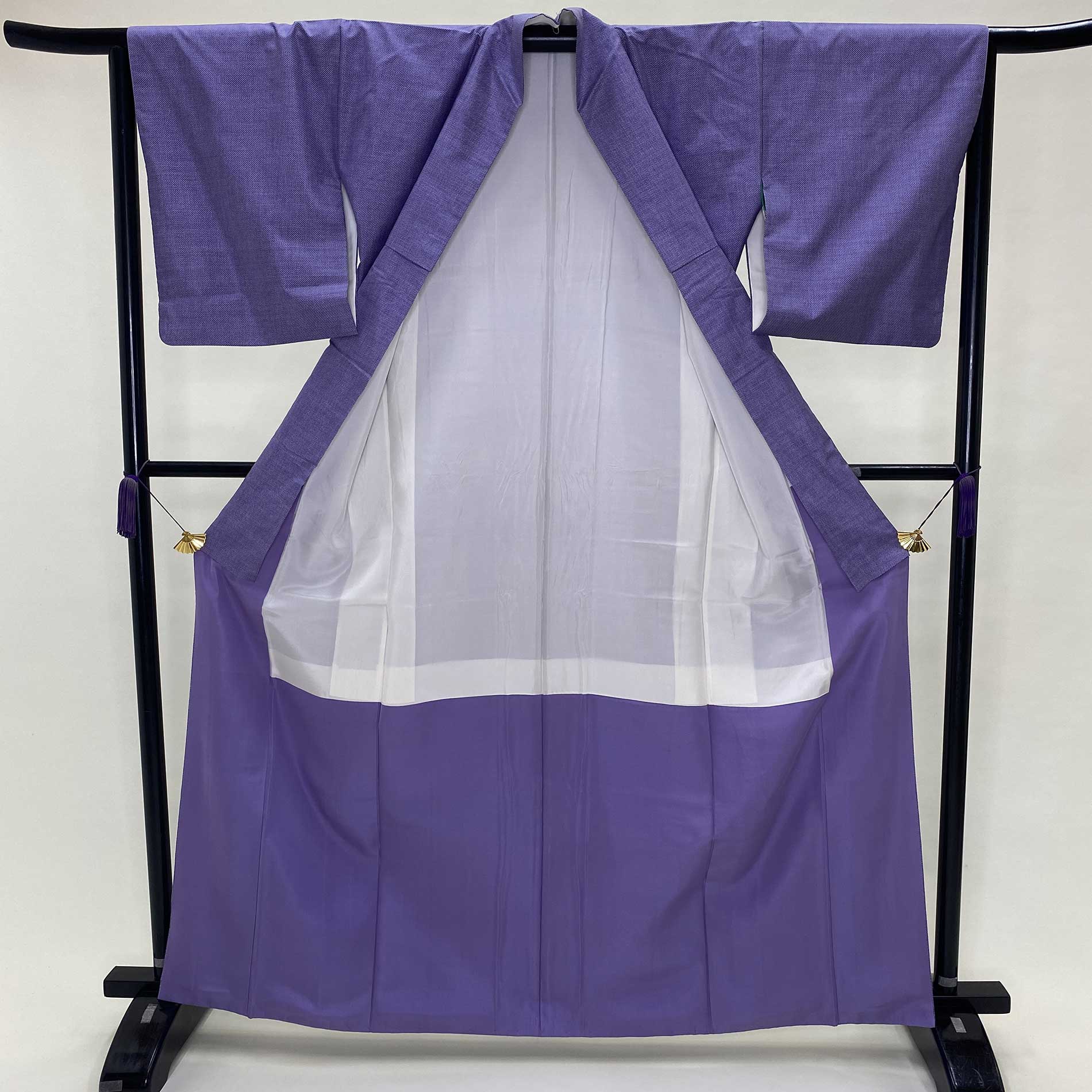 未使用品『無地』紬着物小紋正絹 k164