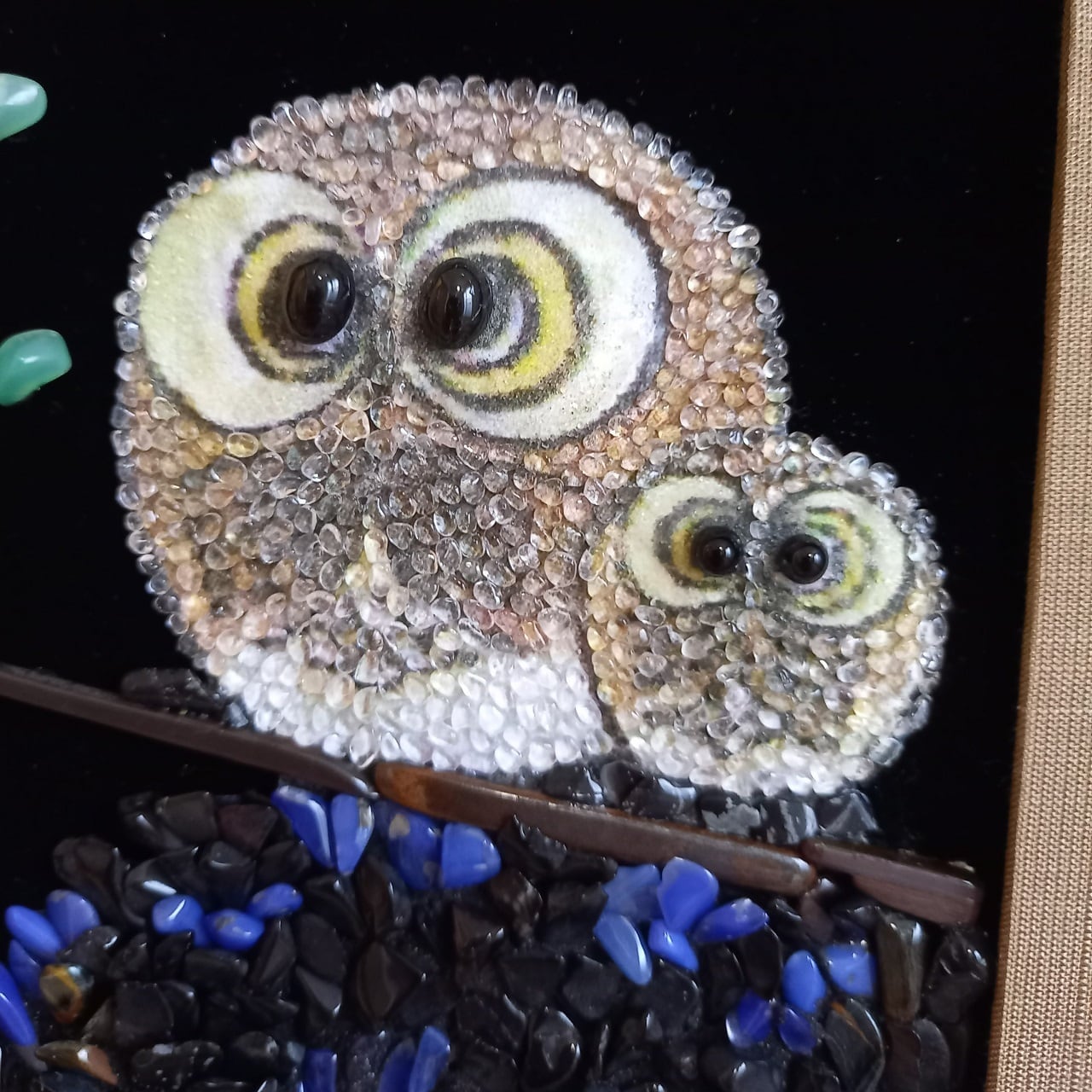 開運【ふくろう】ストーンアート（額付き）