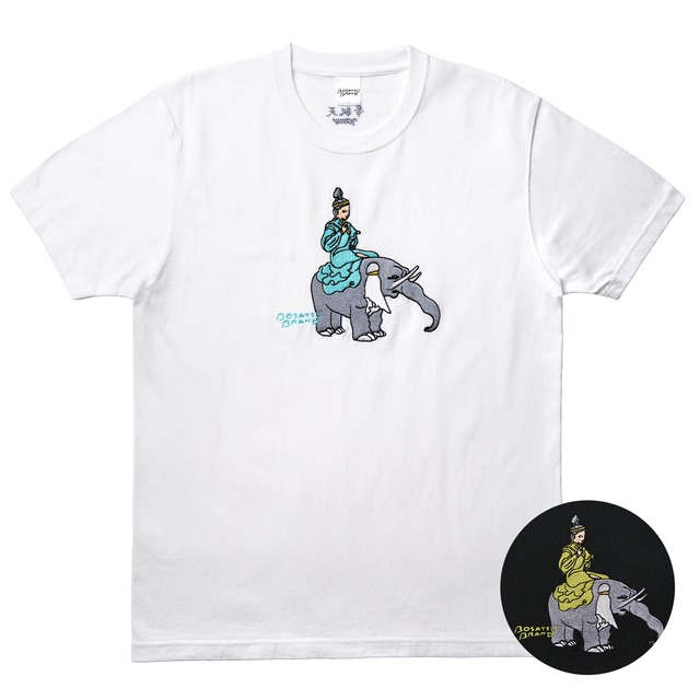 帝釈天 仏像 オーセンティックスーパーTシャツ (刺繍) 7.1oz ホワイト/ブラック