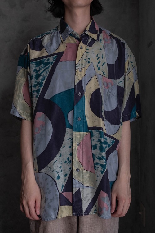 総柄ウォッシャブルシルクS/Sシャツ 233B