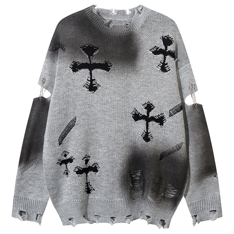 Cross design knit pullover r0008