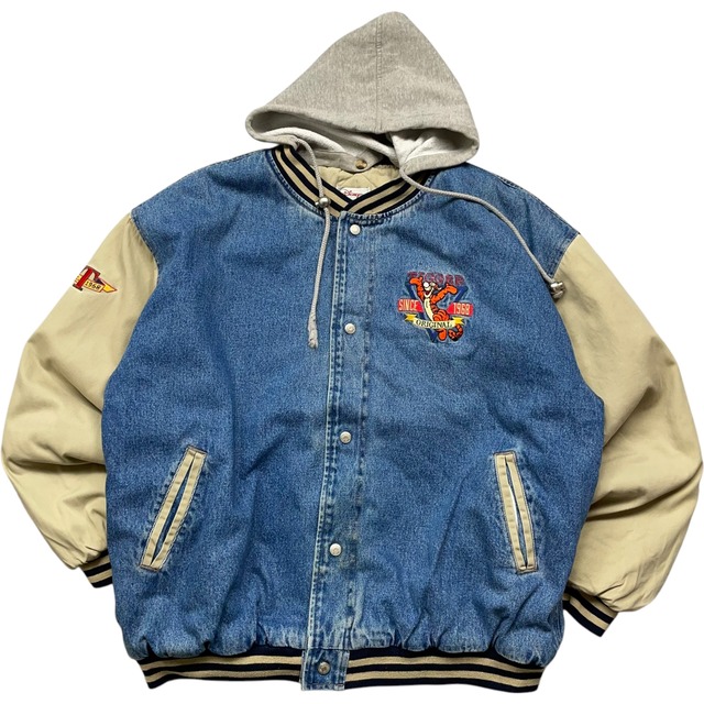 《XL》 Disney ディズニー デニムジャケット ティガー フード着脱可 90年代 vintage no.5125