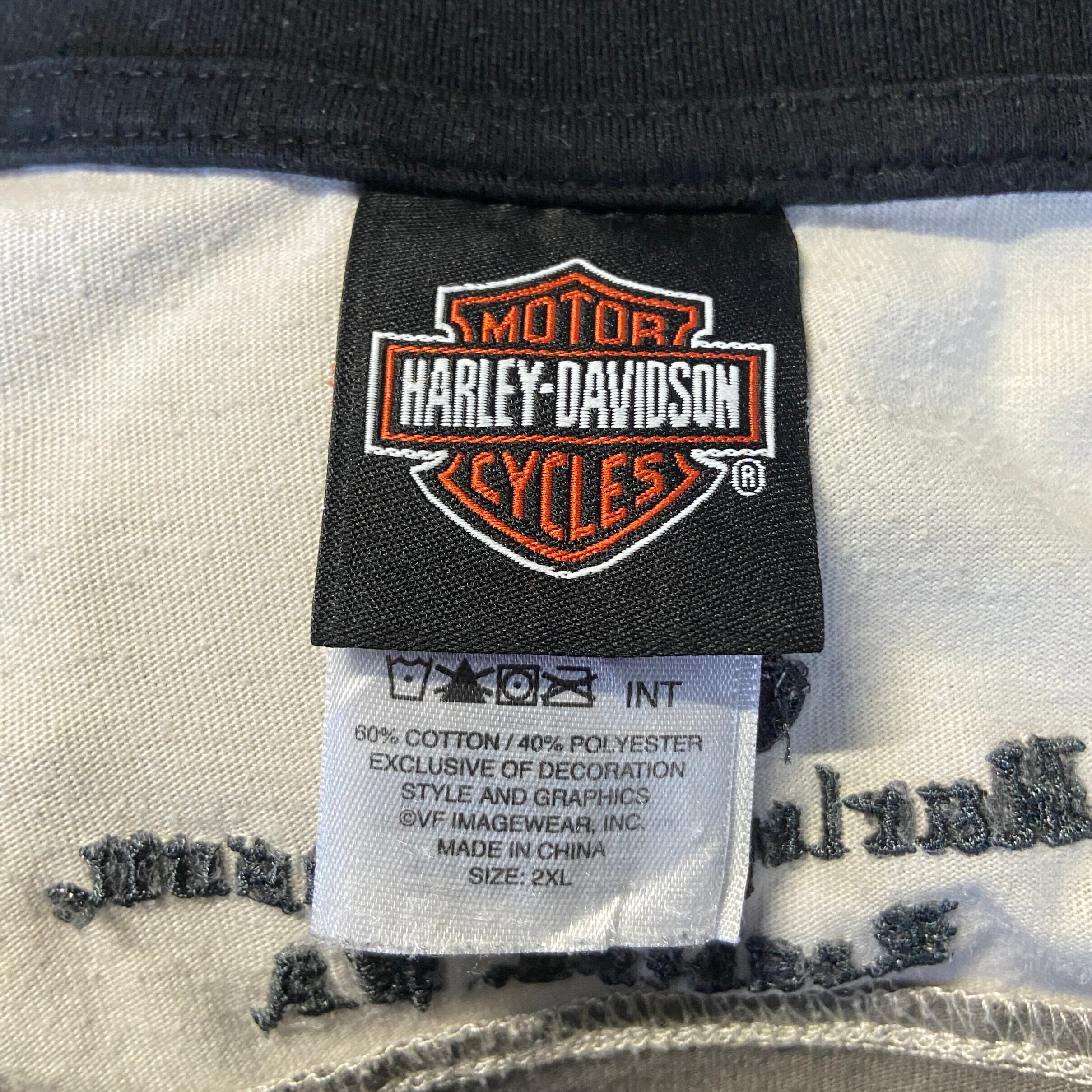 ビッグサイズ Harley-Davidson ハーレーダビッドソン 刺繍 ポロシャツシャツ メンズ2XL 古着 モーターサイクル バイク ブラック×ベージュ 黒色 大きいサイズ Tシャツ地【ポロシャツ】 | cave 古着屋【公式】古着通販サイト