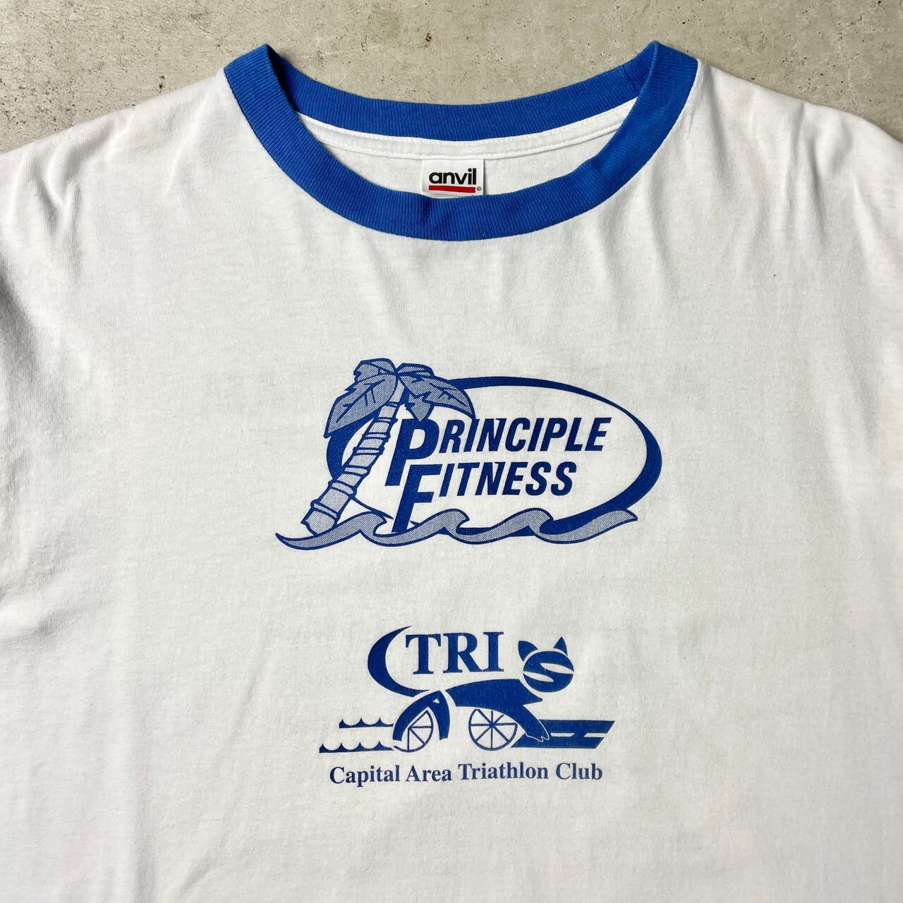 〜00年代 DRINCIPLE FITNESS ロゴプリント リンガーTシャツ