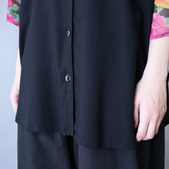 flower pattern sheer fabric sleeve design mode design shirt