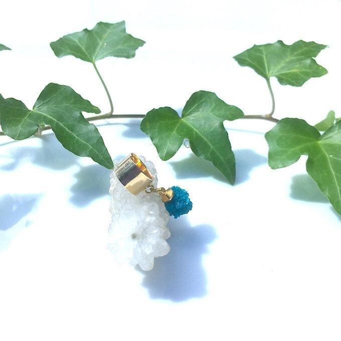 【一点物】✦⋆.青い星屑⋆.カバンサイト原石イヤーカフ⋆.·⋆.·✦