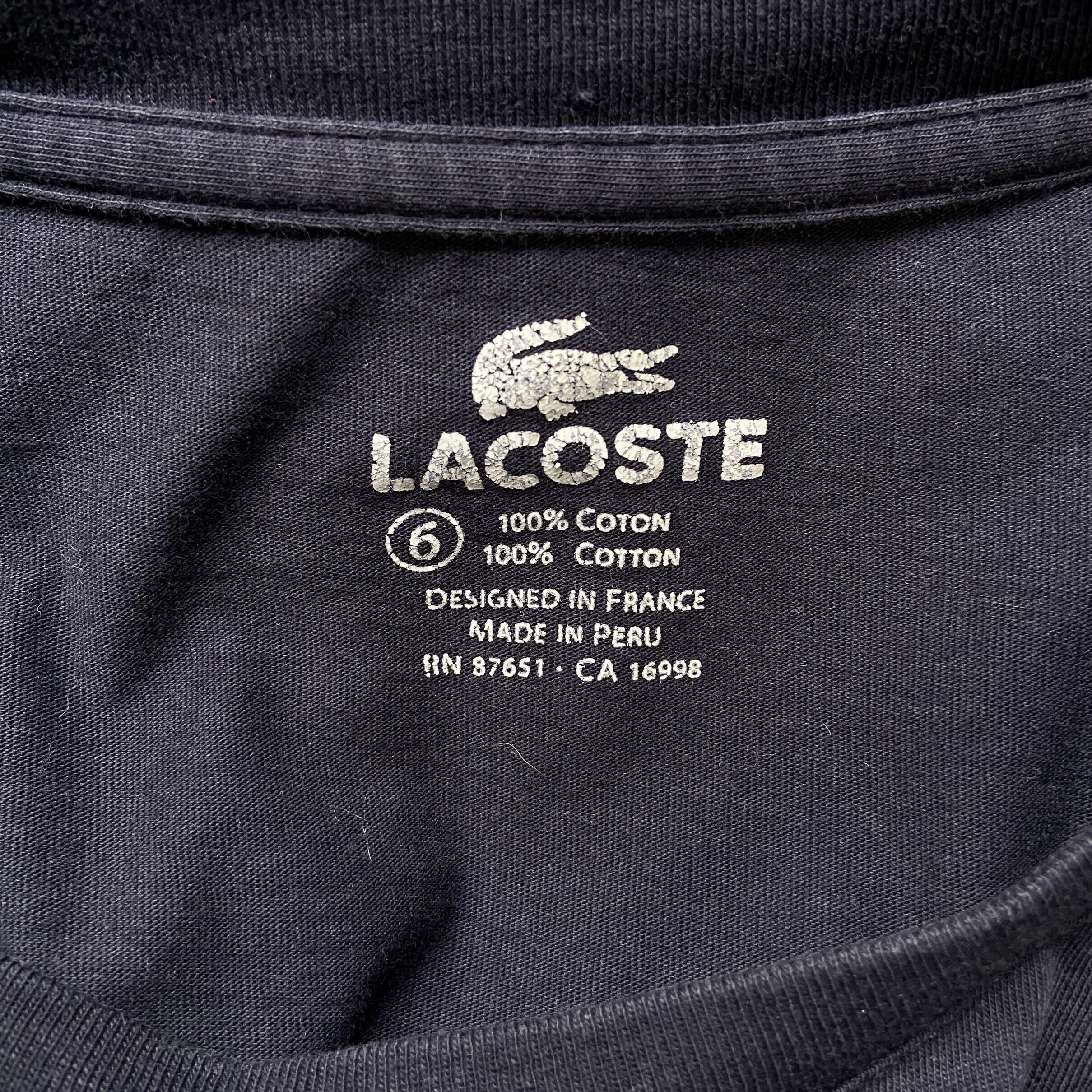 【大人気モデル】ラコステ LACOSTE ワンポイント 刺繍ロゴ Tシャツ 紺