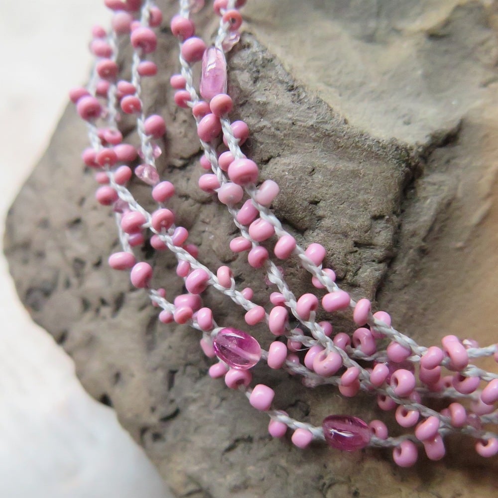 糸 ピンクマサイ ＆ ピンクトルマリン ネックレス | アンティーク
