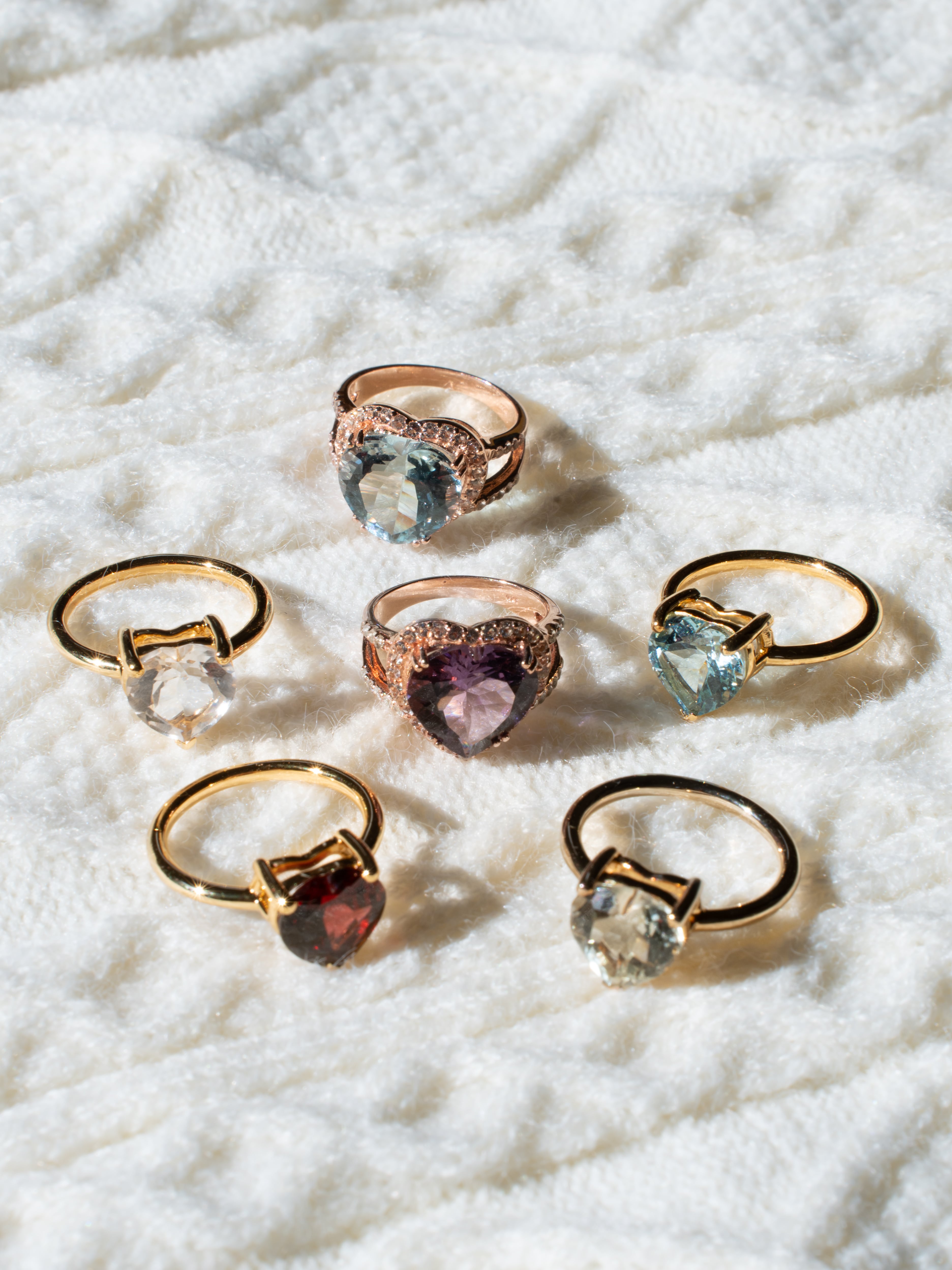 クリアクオーツハートシェイプリング イエローゴールド | ＜天然石