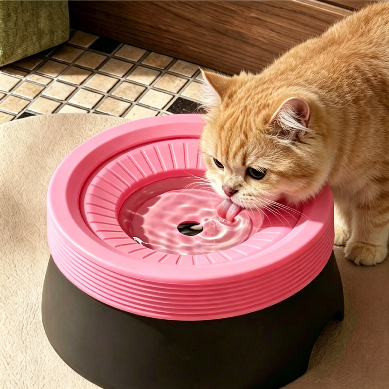 JL73 .ドーパミンカラー浮遊式猫用給水ボウル｜ひっくり返らない・水は