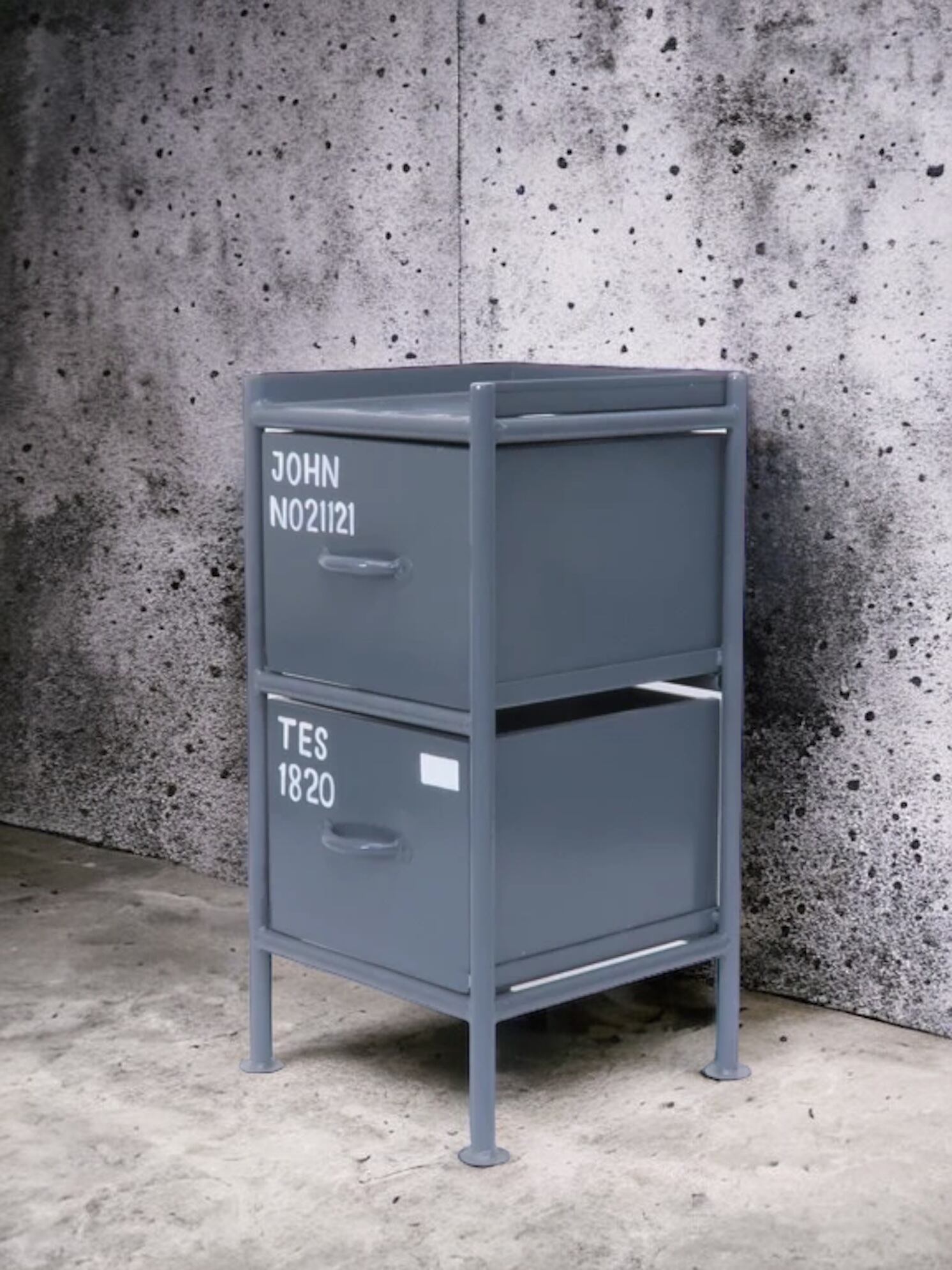 VERTICAL 2 DRAWERS CHEST - GRAY / 縦型 アイアンチェスト 2杯 グレー 