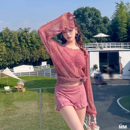 女性用長袖ビキニ,セクシーなレース水着,韓国スタイルのビキニ,独立したトップとボトム,サーマルスプリング,フェアリーウェア,新しいビキニ,2024 韓国系水着 セパレート水着 ワンピース水着 T240626155902_11