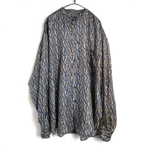 Vintage Band Collar Silk Shirt [1980s] [Volare] Vintage Band Collar Silk Shirt