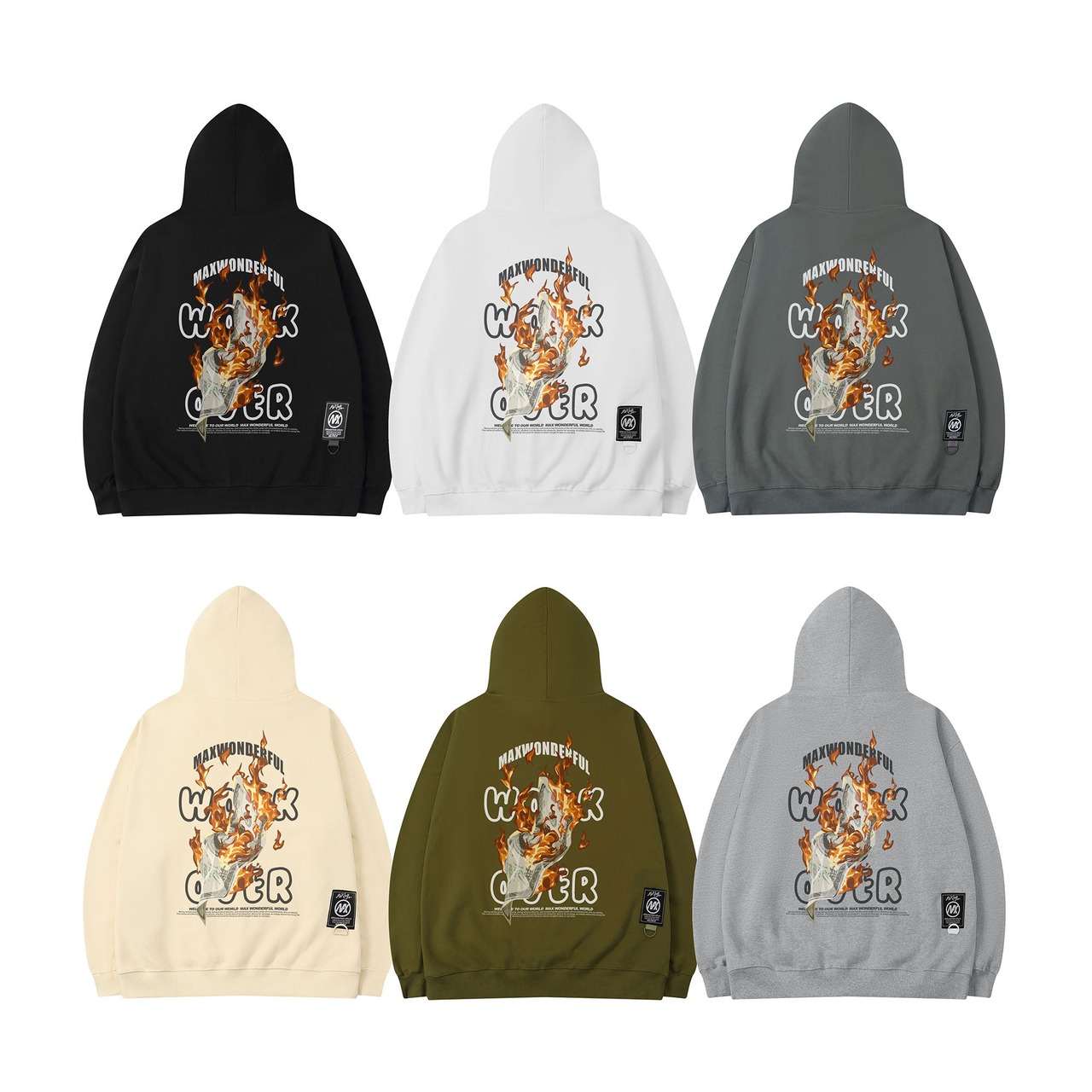 6色展開 裏起毛 Work is over パーカー T589